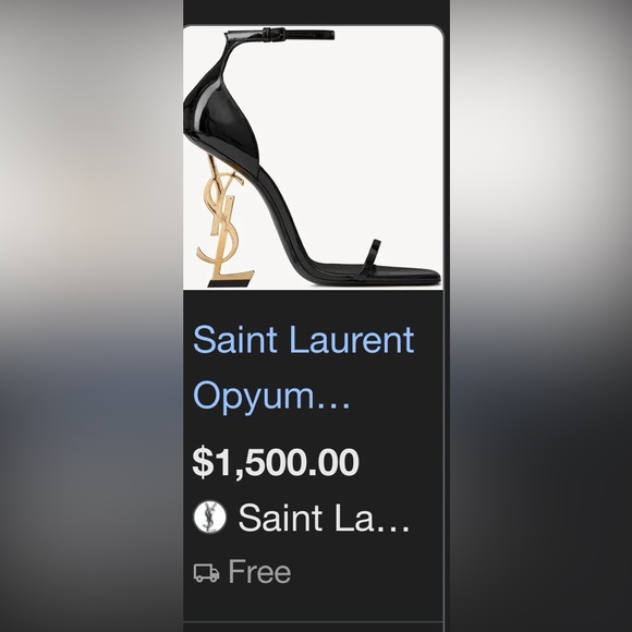 Yves Saint Laurent Black Heels with Gold Logo Accent - Picture 6 of 6